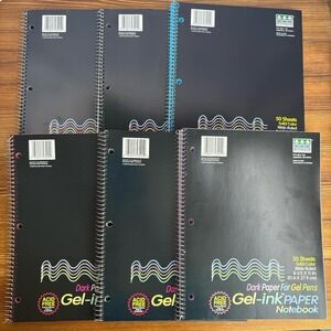 Lot of 5 Riverside Gel-Ink Paper Notebooks Wide Ruled Blue Pink Purple And Black